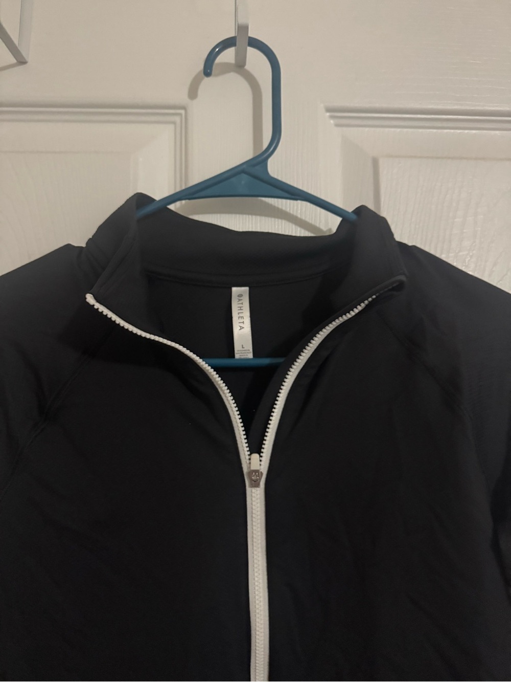 Athleta Black Jacket with White Zipper Trim